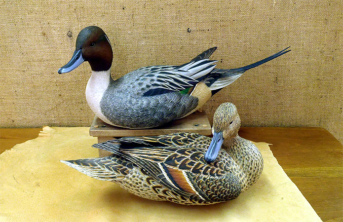 A Pair of  Pintails -  carving by Ben Heinemannn