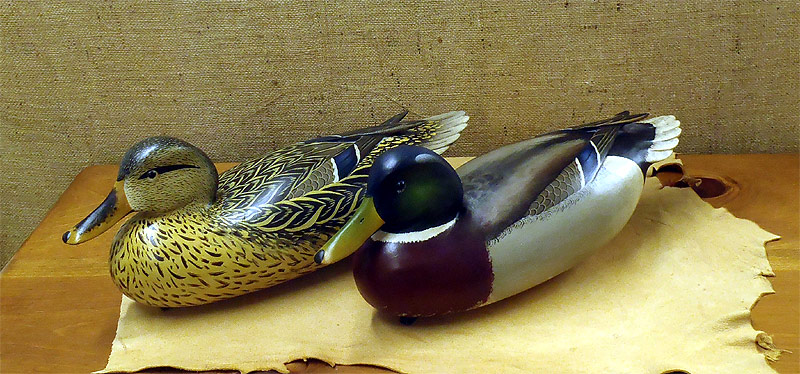 Pair Mallard signed & dated 1997- from The Collection  -  carved by Bob White
