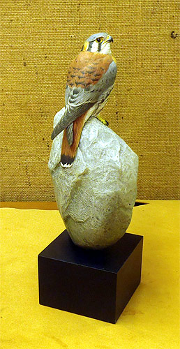 Perched Kestrel  Mini - by Bob Guge