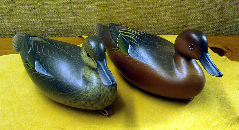 Pair Cinnamon Teal - carved by George Strunk - from The Collection