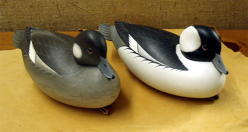 Pair Buffelheads - carved by George Strunk - from The Collection