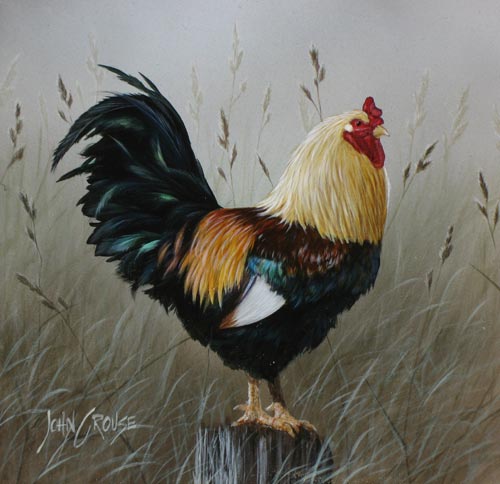 John Crouse Rooster Miniature Painting