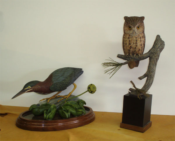 Two Bird Carvings by Ken Scheeler