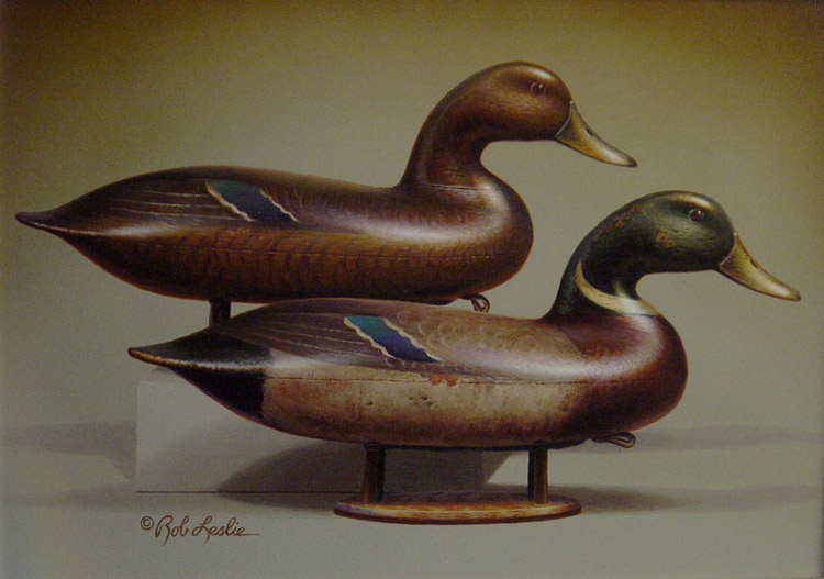 "Delaware River Mallard Decoys #10" by Rob Leslie
