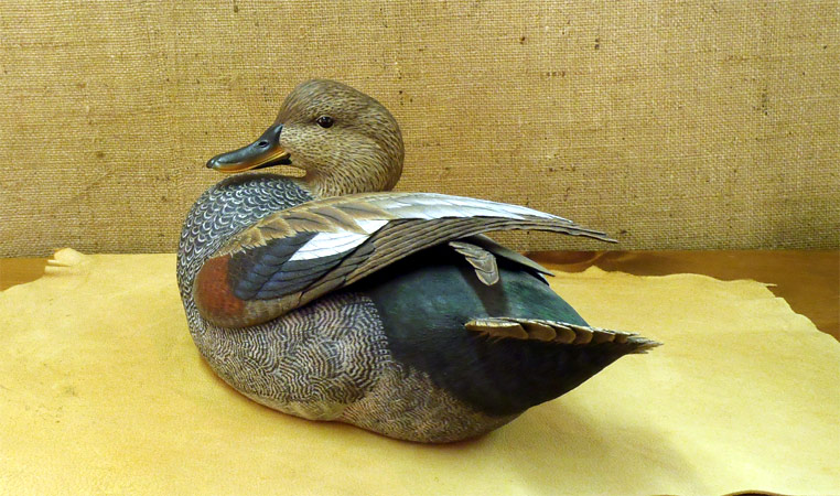 Drake Gadwall - carving by Ben Heinemann