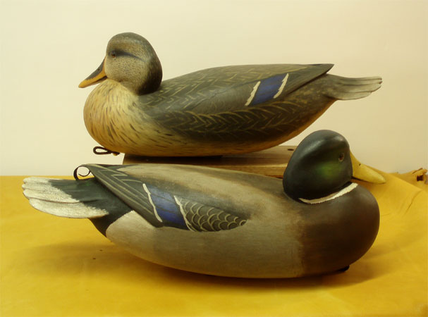 A Pair of Mallard carvings by Bob White