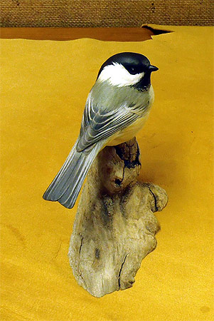 Life size Chickadee - by Bob Guge
