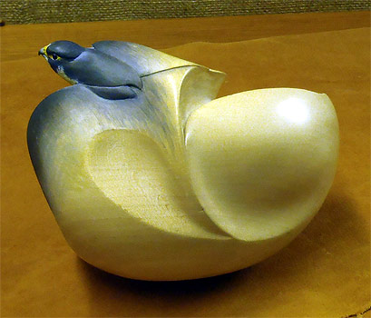 Peregrine In Motion - Carving by Dave Ahrendt