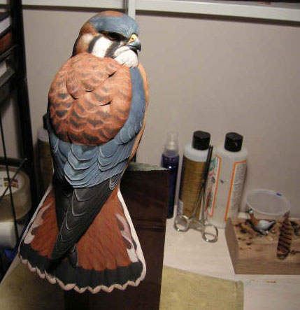 Kestrel carving by Greg Pedersen