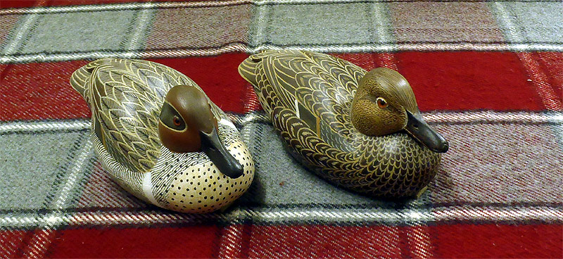 Pair Green Wing Teal - carved by John McLoughlin - from The Collection