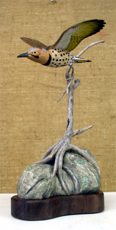 Flying Flicker Mini -  carvings by Manfred Scheel