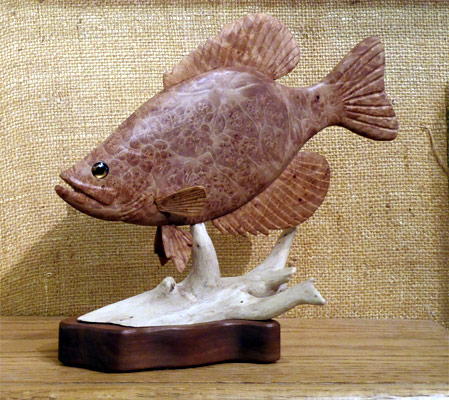 Crappie - Birds Eye Maple -  Carving by Manfred Scheel