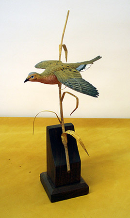 Flying Mourning Dove Mini -  carvings by Manfred Scheel