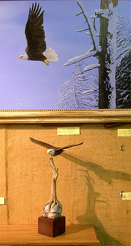 Taking Wing by Otto Lawson &  Eagle carving by Manfred Scheel