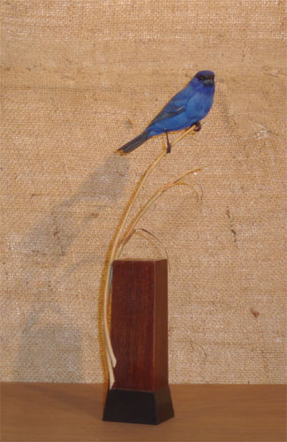 Greg Pederson - Indigo Bunting carving