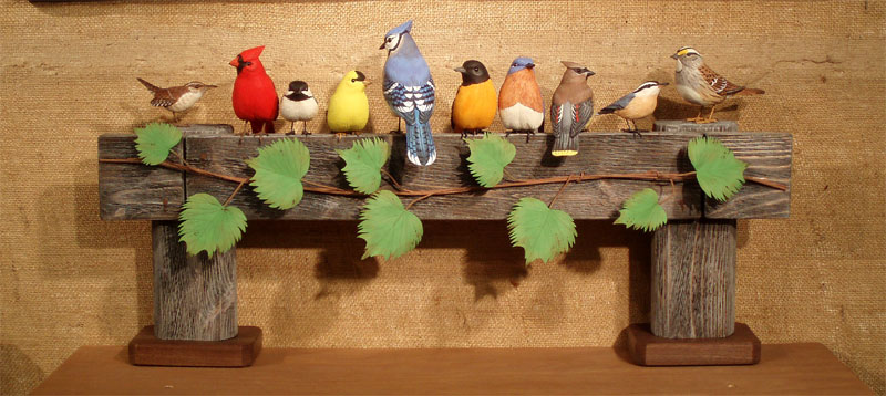 Manfred Scheel "Railbirds" wood carving