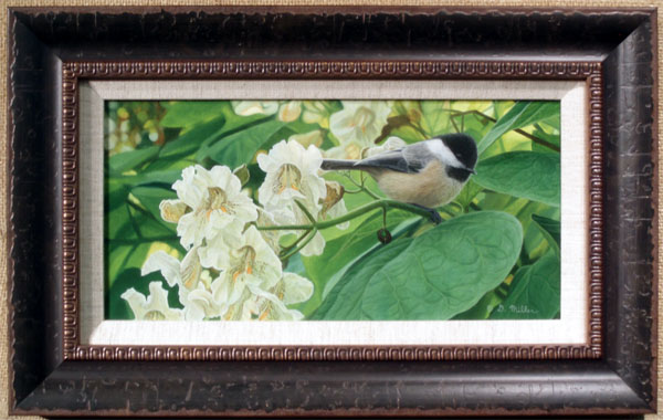 Chickadee & Catalpa by Darin Miller - oil